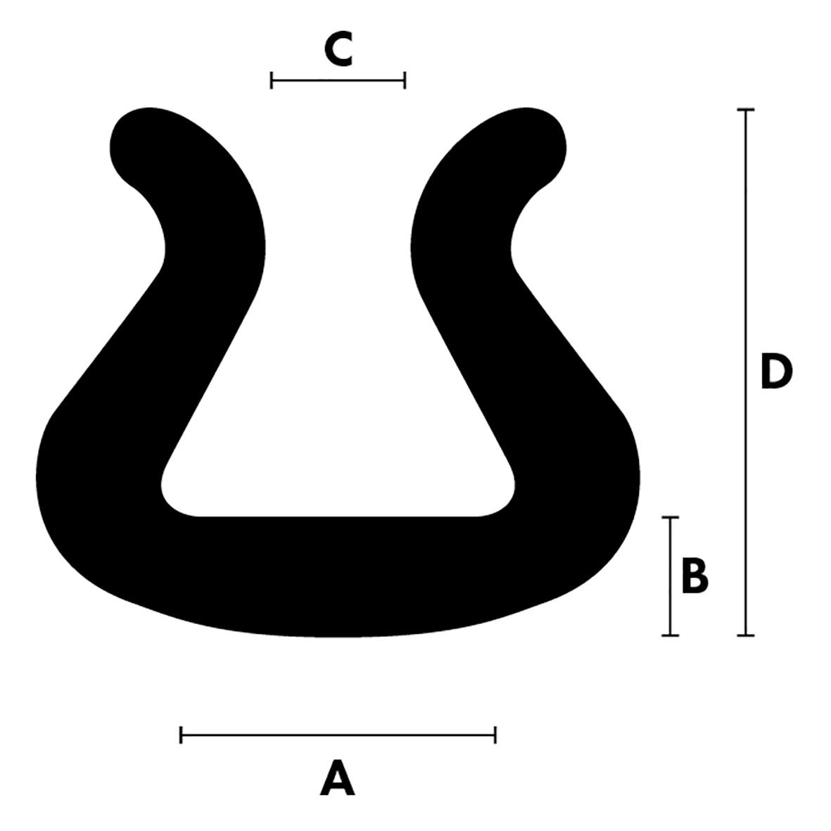 Kantskydd Nomapack U Multishape 15-25mm 250meter, svart, U-formad med mått A, B, C och D
