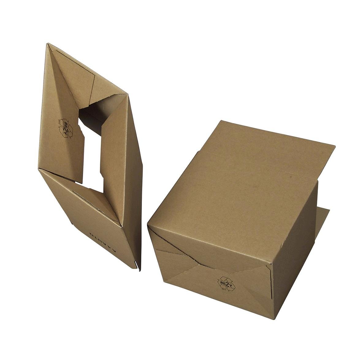 Brun wellpapplåda med lock och handtag, mått 285x190x95mm