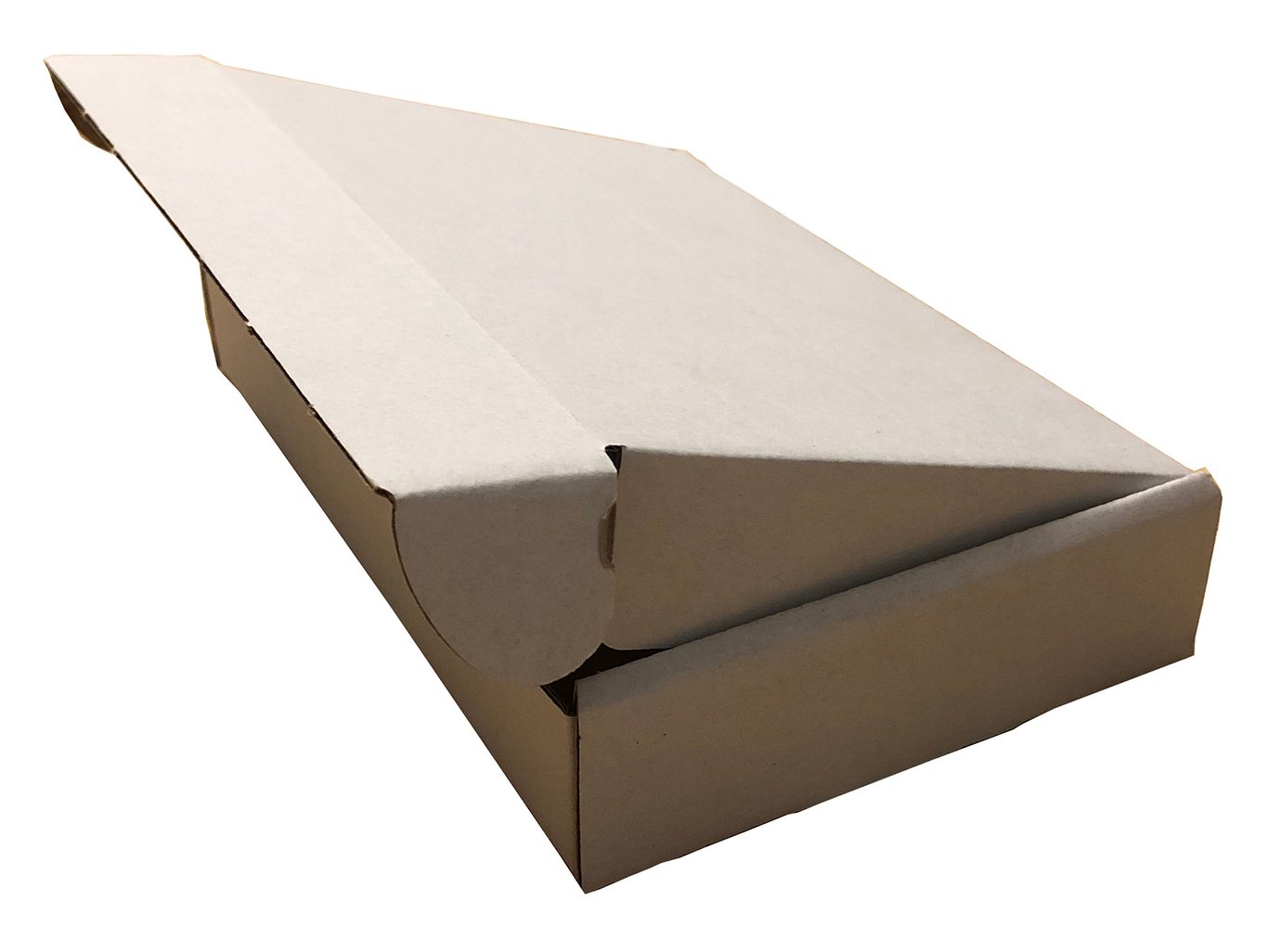 Stansad låda låsbart lock vit och brun, mått 200x125x27mm