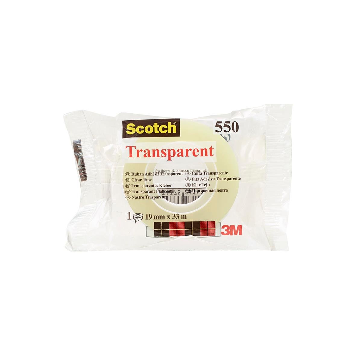 Kontorstejp Scotch 550 transparent 19mm x 33m i förpackning