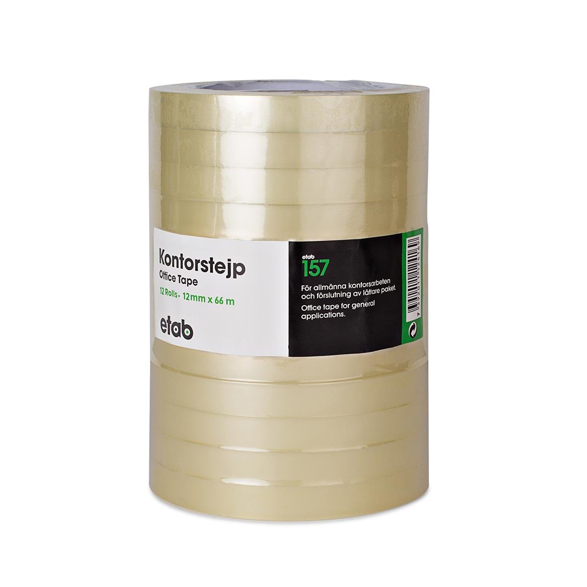 Transparent kontorstejp 12mm x 66m på rulle för kontorsbruk