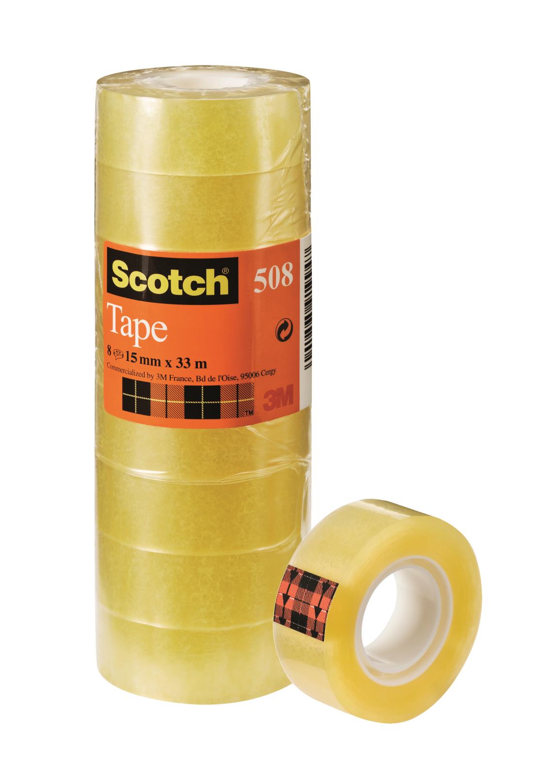 Kontorstejp Scotch 508 15mm x 33m i gul färg