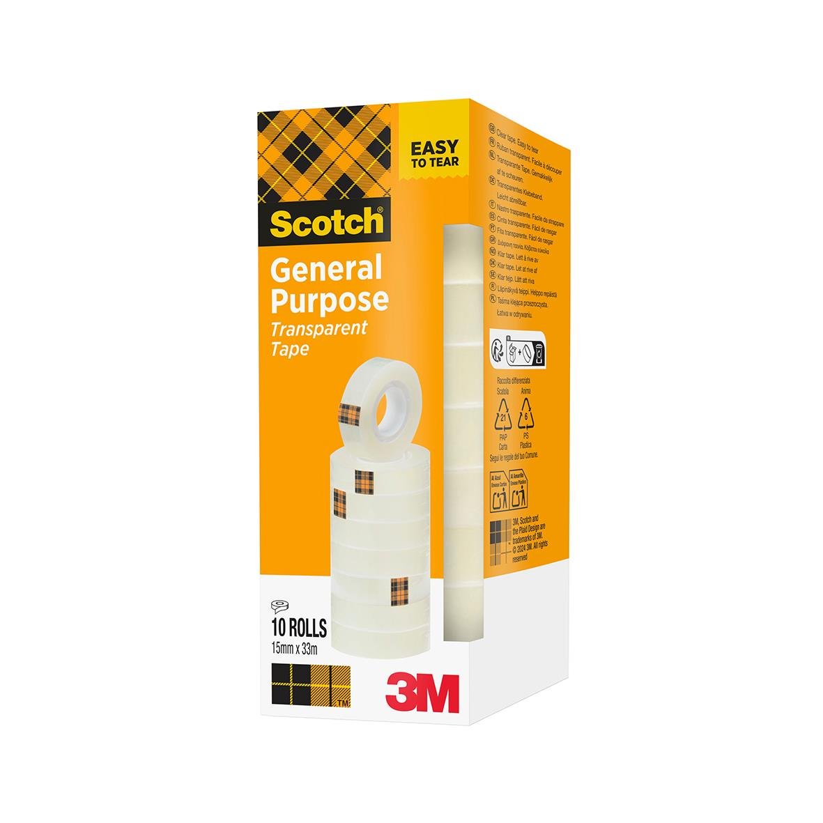 Kontorstejp Scotch 508 transparent 15mm x 33m i förpackning