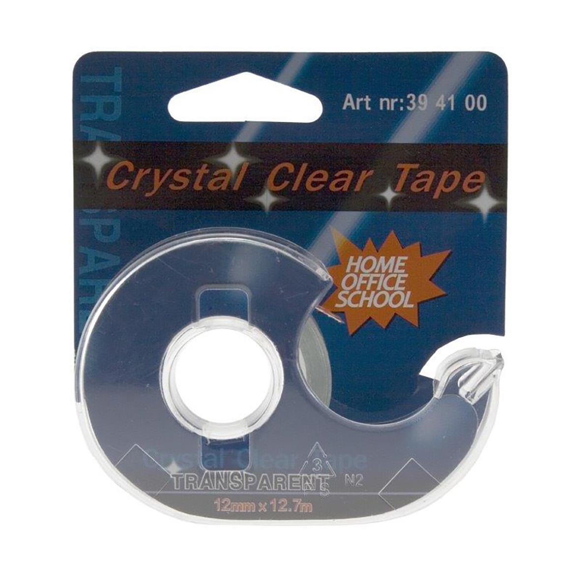 Transparent kontorstejp Kristall med hållare 12mm x 12,7m för hem, kontor och skola