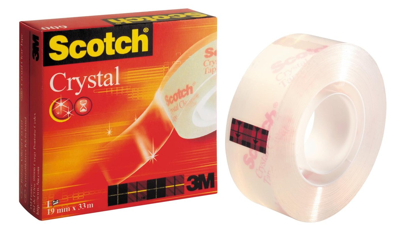 Kontorstejp Scotch 600 Crystal 19mm x 33m i förpackning och rulle