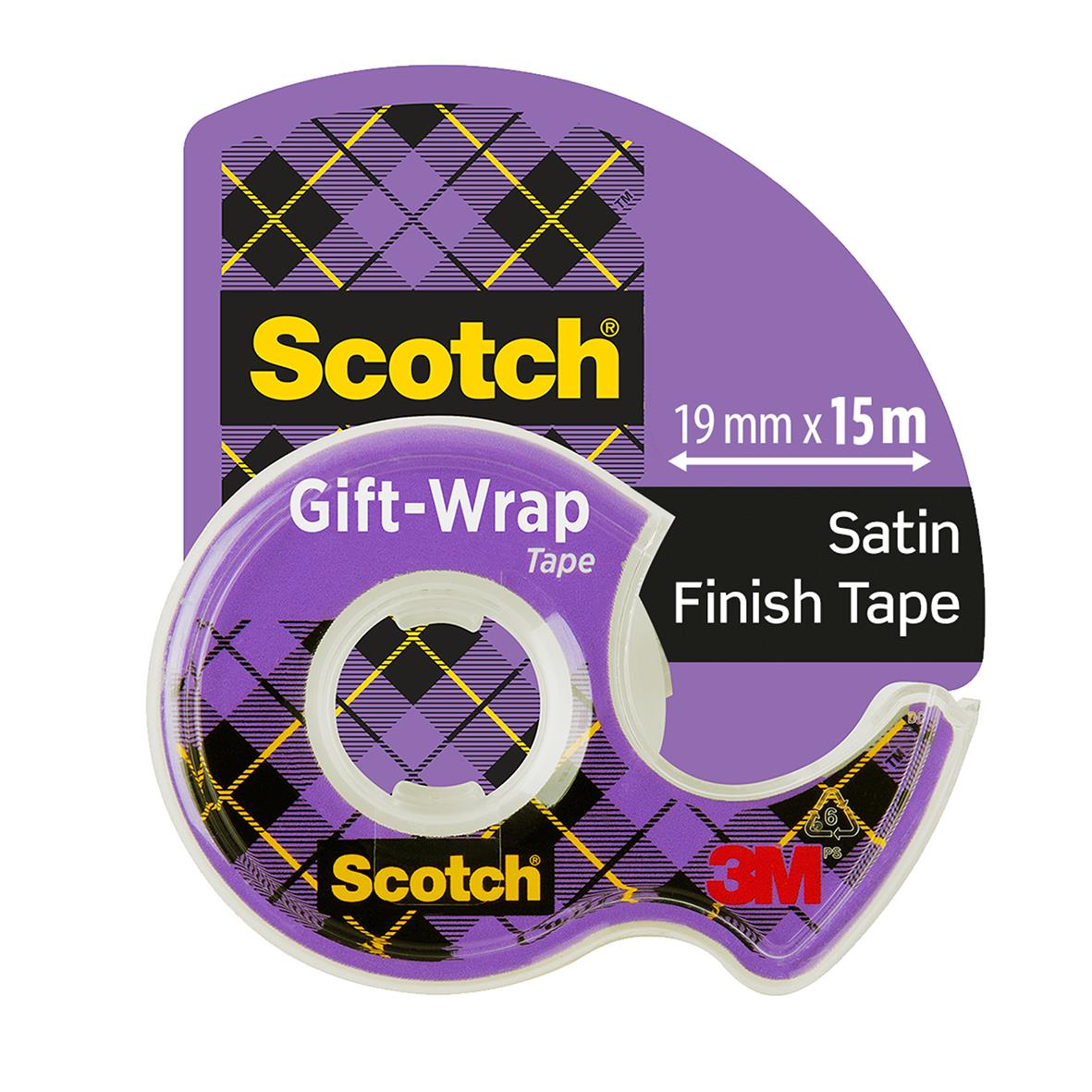 Kontorstejp Scotch Gift-Wrap Matt/Transparent 19mm x 15m i förpackning