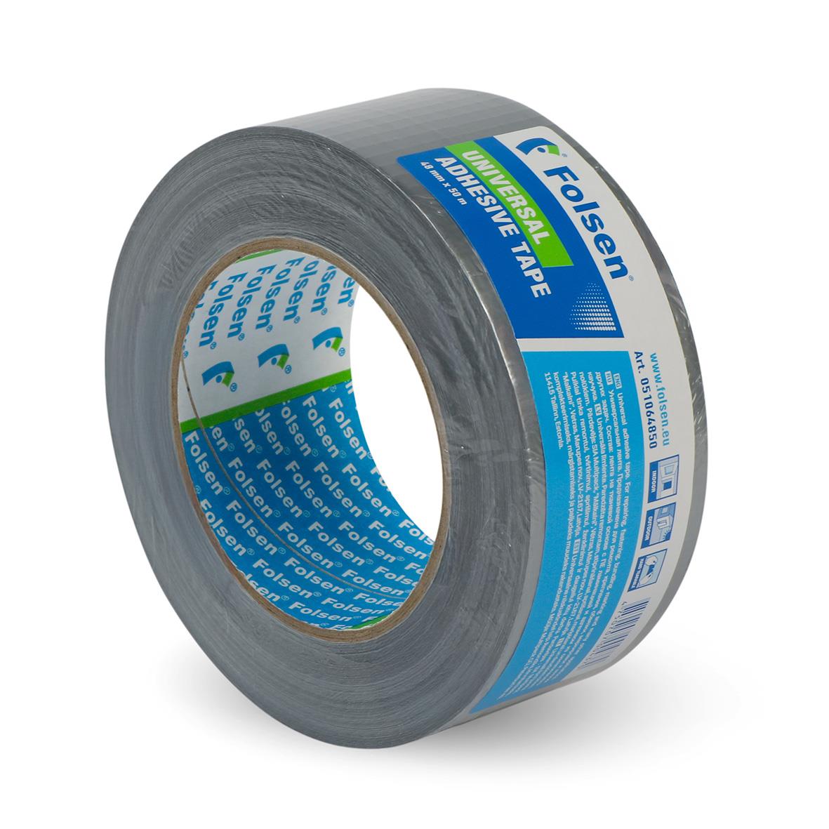 Vävtejp Folsen 0510 Premium Silver 50mm x 50m, grå, självhäftande tejp för olika användningsområden