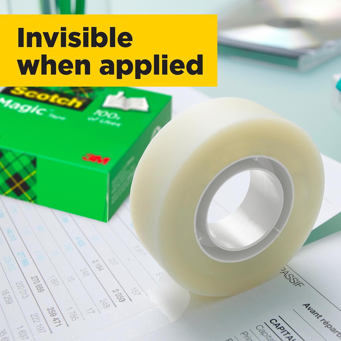 Scotch Magic dokumenttejp 12mm x 33m i förpackning och rulle