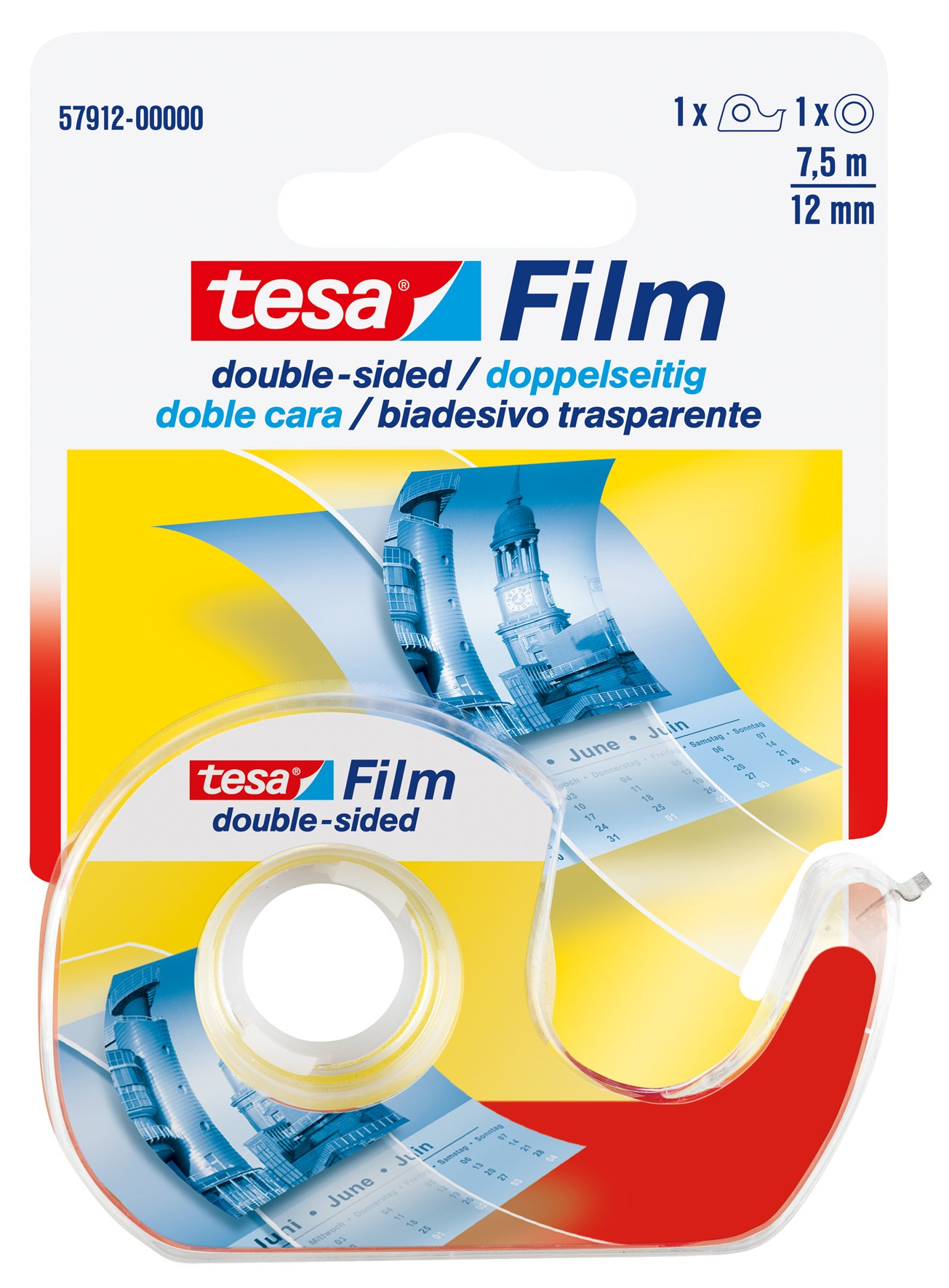 Dubbelhäftande tejp Tesa med dispenser 12mmx7,5m 42030006