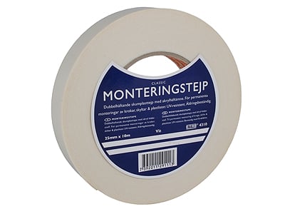 Monteringstejp Etab 4310 UV-Tålig Vit 25mm x 10m