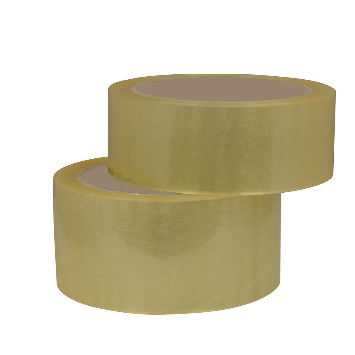 Två rullar transparent packtejp PP 50mm x 66m