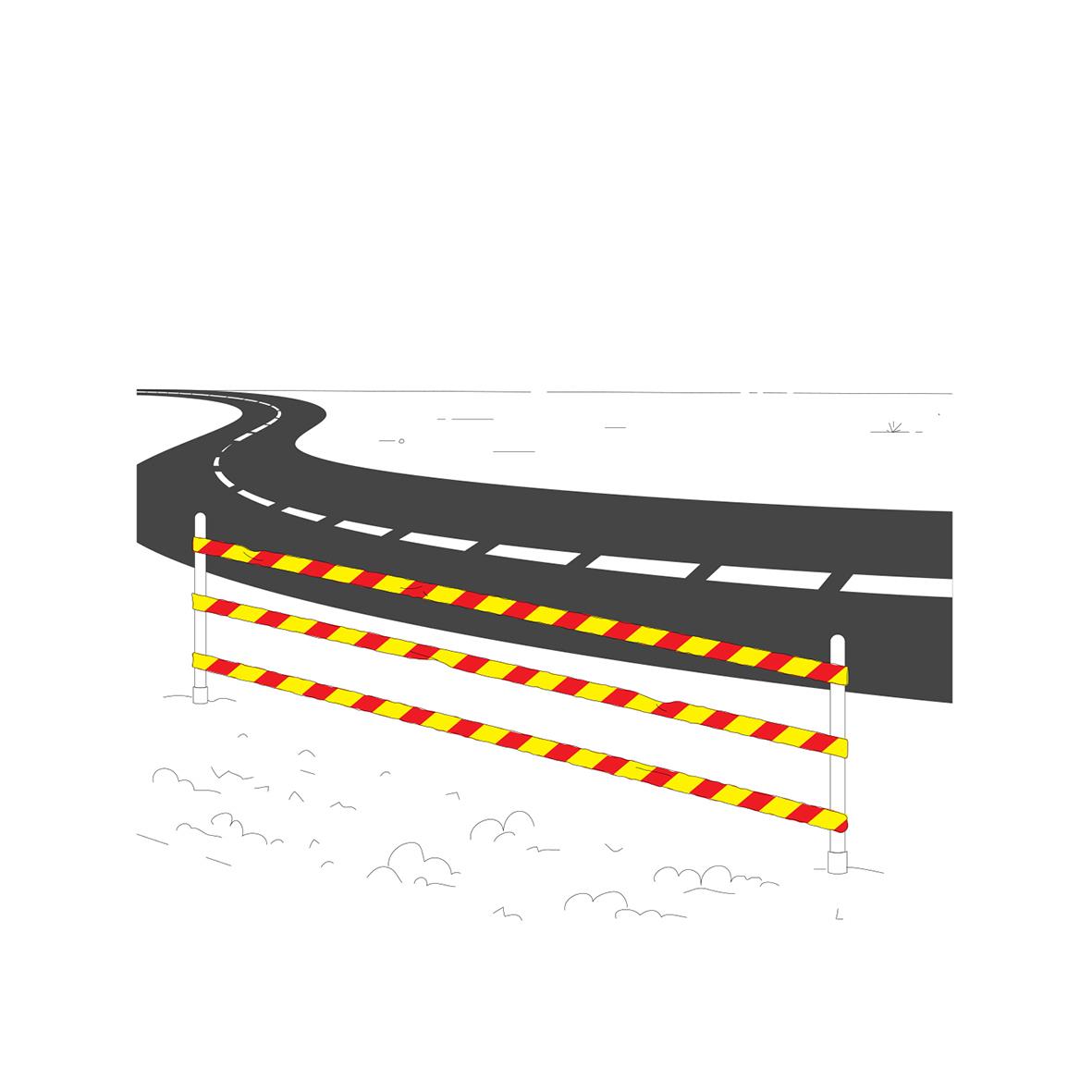 Avspärrningsband Etab 75mm x 500m Röd/Gul som markerar avspärrning