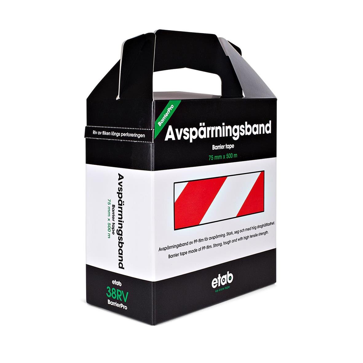 Avspärrningsband Etab 75mm x 500m Röd/Vit i förpackning
