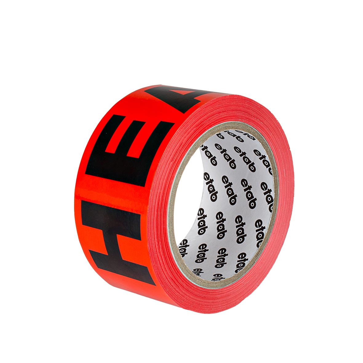 Orange packtejp av PVC, 50mm bred och 66m lång