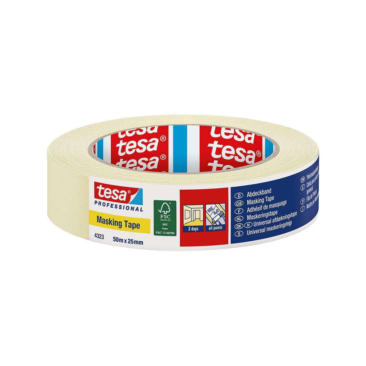 Maskeringstejp Tesa 4323 Professional 25mm x 50m i rulle