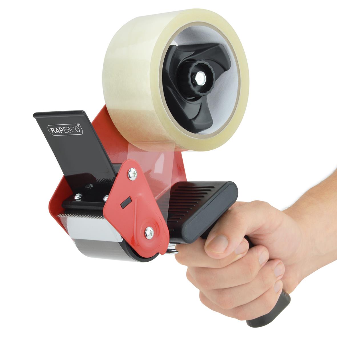 Tejhållare Rapesco med broms, maxbredd 50mm, handhållsapparat för tejp