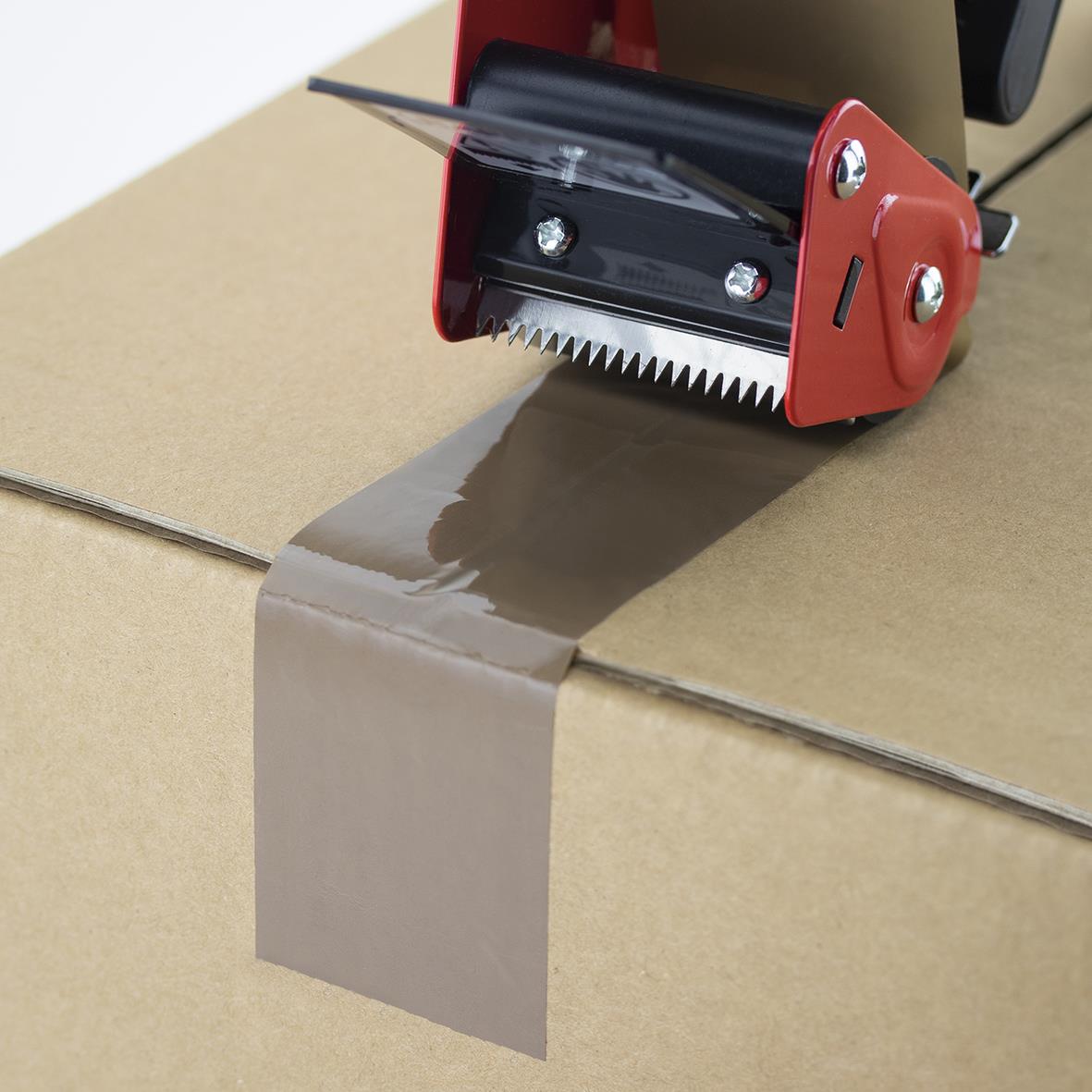 Tejhållare Rapesco med broms, klämmer fast tejp med maxbredd 50mm på kartong