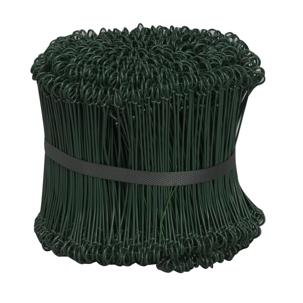 Grön plastbelagd stålbindningstråd i bunt, 150mm