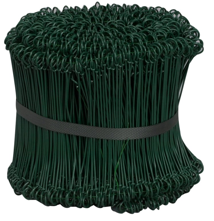 Grön plastbelagd stålbindningstråd i bunt, 150mm