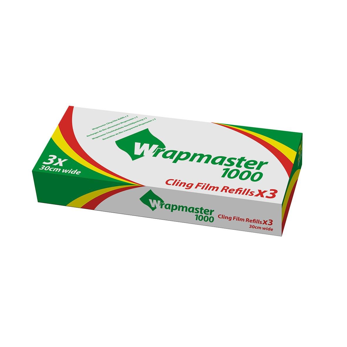 Matfilm Wrapmaster PE 30cm x 100m för matförpackning, 3-pack