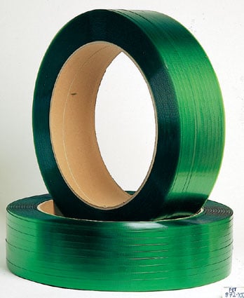 Grön maskinband PET 1260 Hylsa 406mm, 12,5x0,6mm, 2500m
