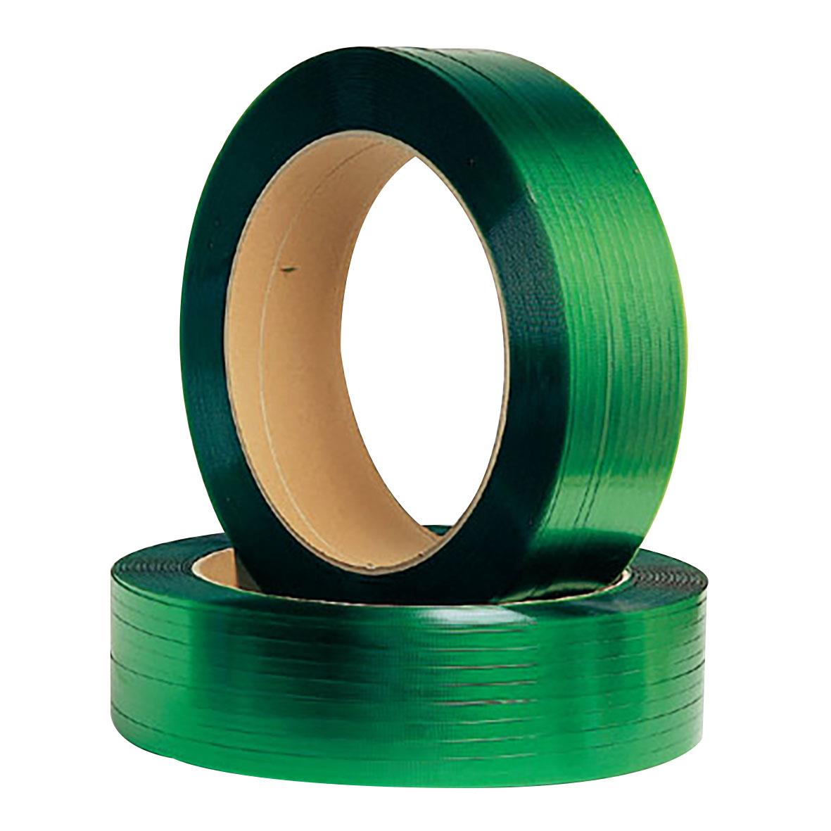Grön maskinband PET 1260 Hylsa 406mm, 12,5x0,6mm, 2500m