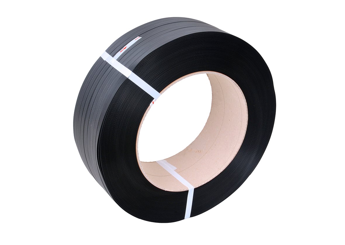 Svart packband PP 15,5x0,73 mm, 280 m per rulle, 1200 m totalt