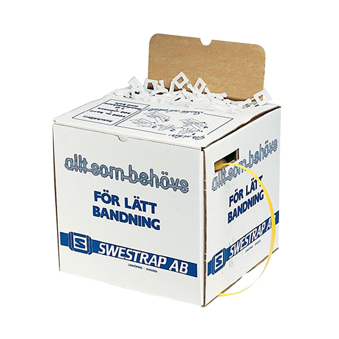 Packband PP Allt-i-ett 12 mm x 1000 m i öppen kartong med band och förpackningsmaterial