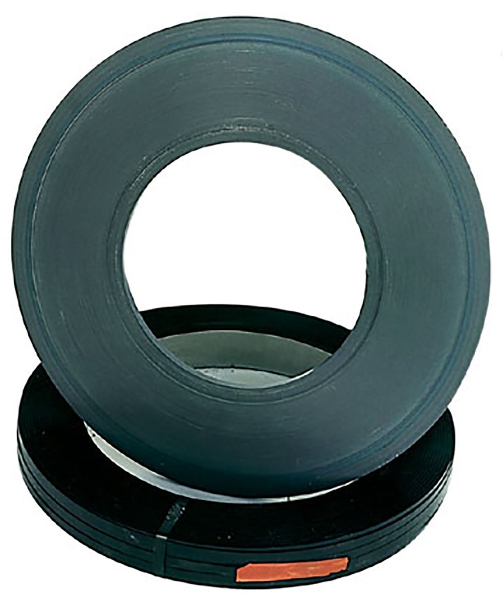 Svart stålband 19x0.5mm, 50kg, bredspolat