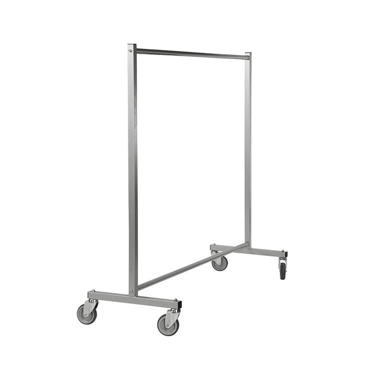 Konfektionsställ med broms, stång och hjul för klädhantering