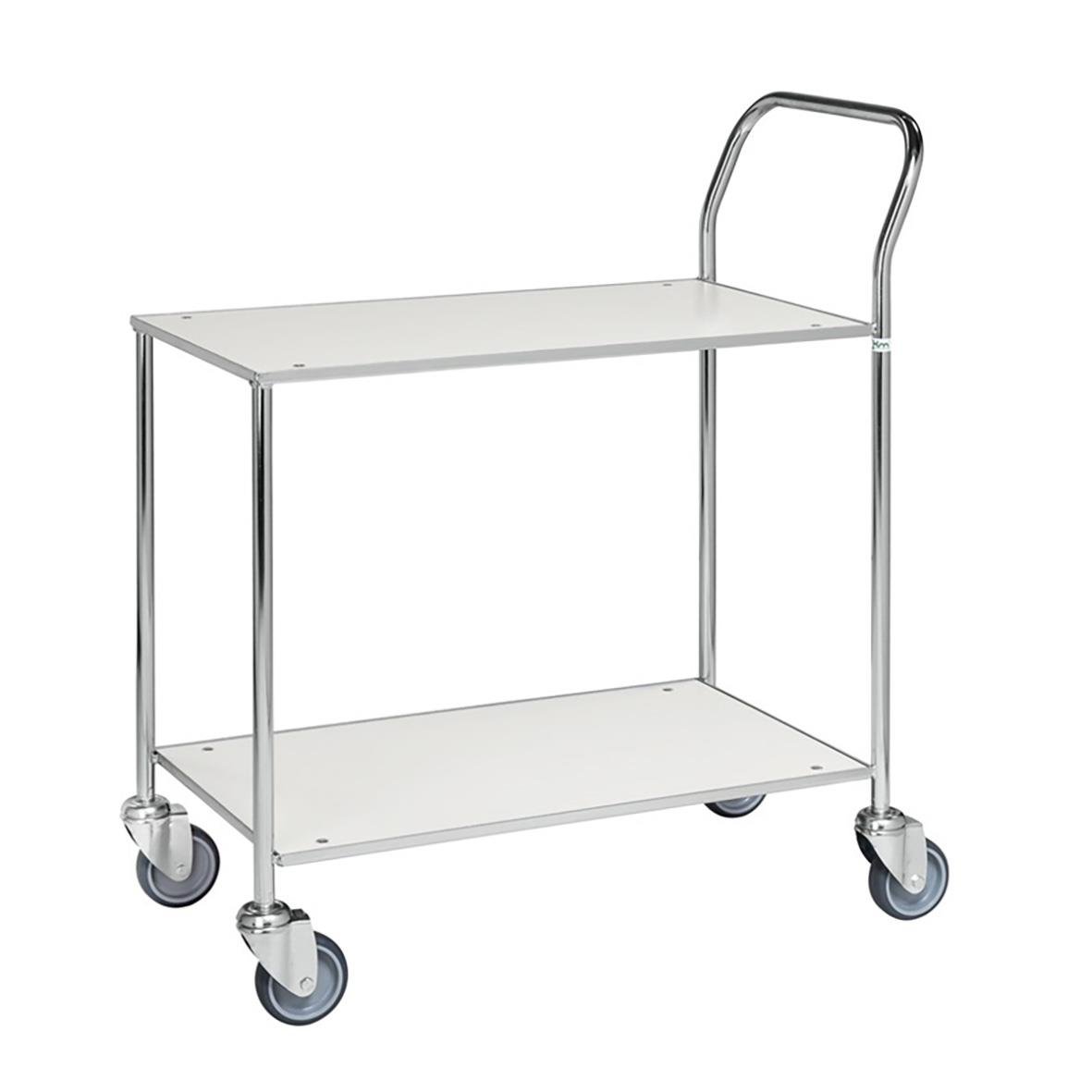 Bordsvagn med två plan, hjul och broms, max belastning 150kg