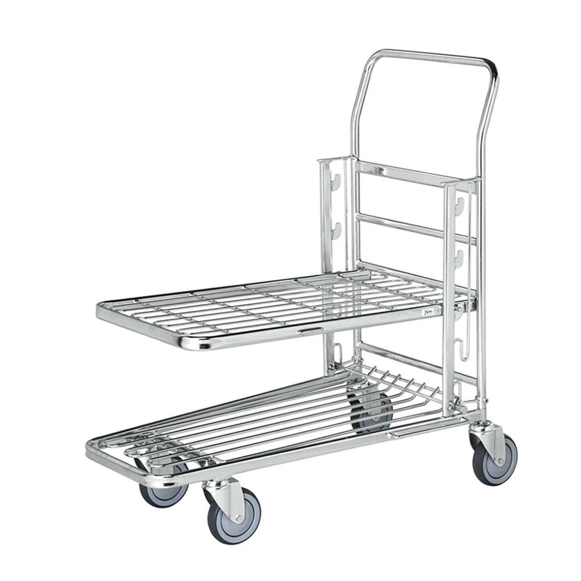 Lagervagn med 3 steg, justerbar höjd, belastning 100kg, två plan, hjul för enkel flytt