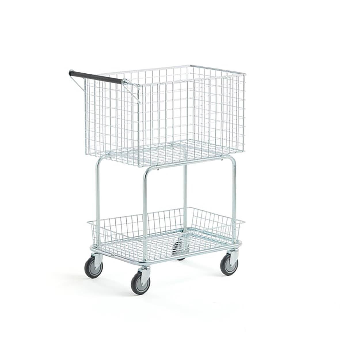 Plockvagn med två korgar, belastning 100kg, mått 690x410x950mm, med hjul och handtag