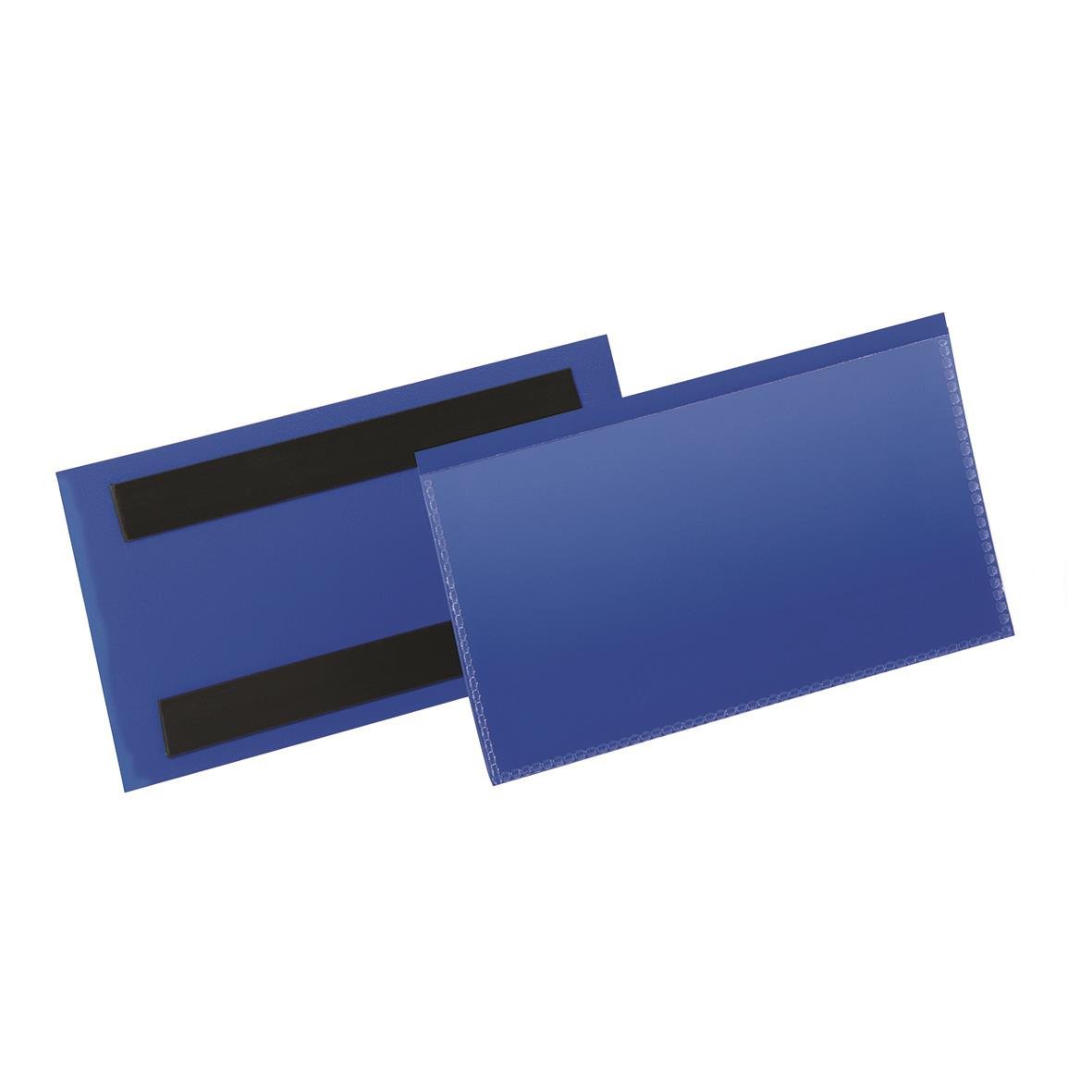 Blå etiketthållare med magnet, 150x67mm, hållbar och praktisk