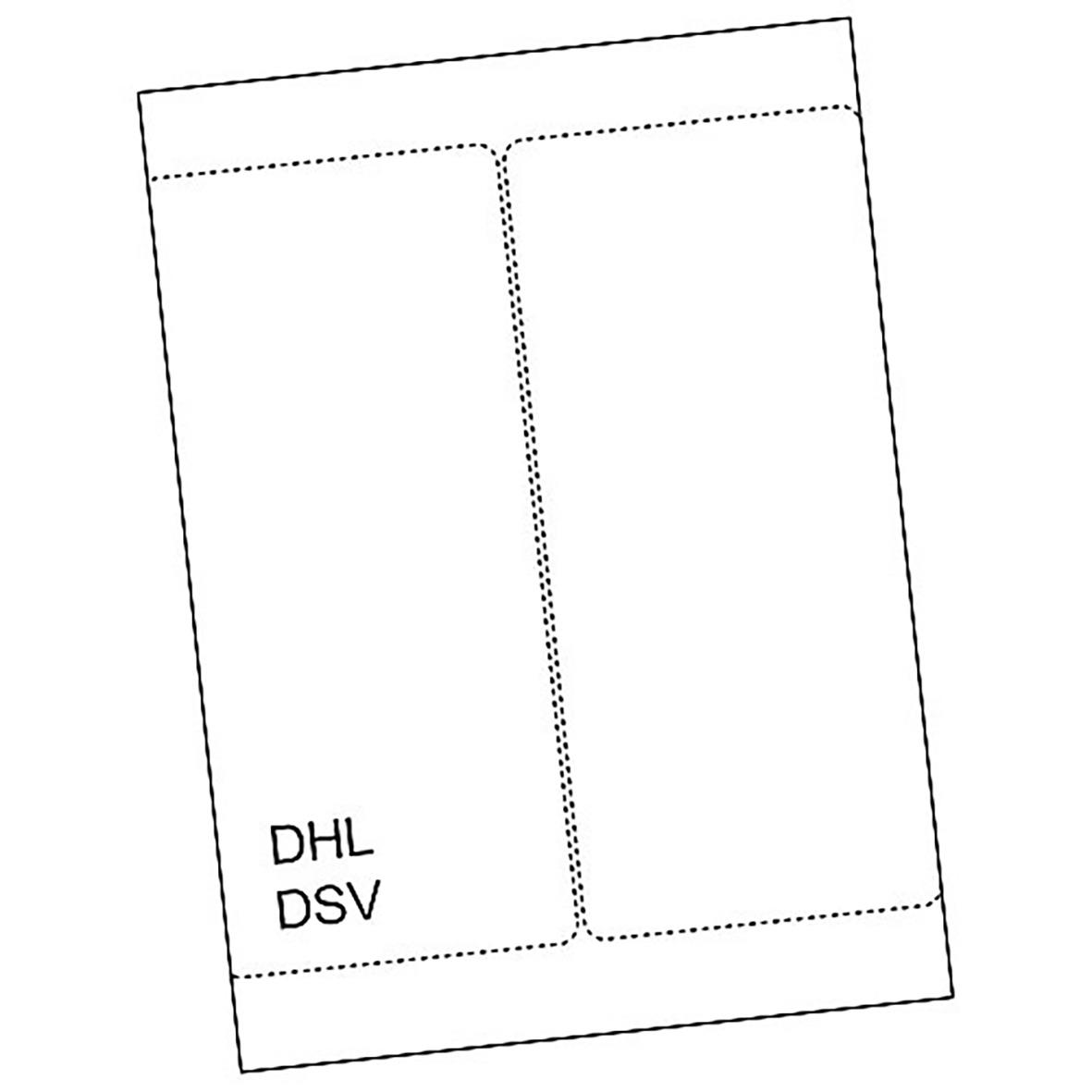 Transportetikett för DHL/DSV på A4-ark med två etiketter 105x220mm