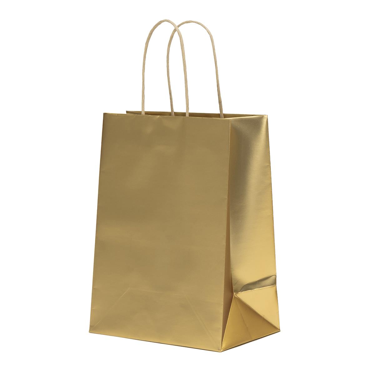 Guldig presentpåse med handtag, 175 x 100 x 230 mm