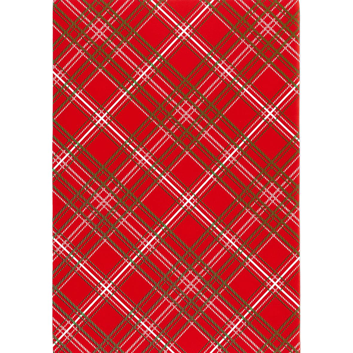 Julpapper med röd tartanmönster, 57cm x 154m, 7kg