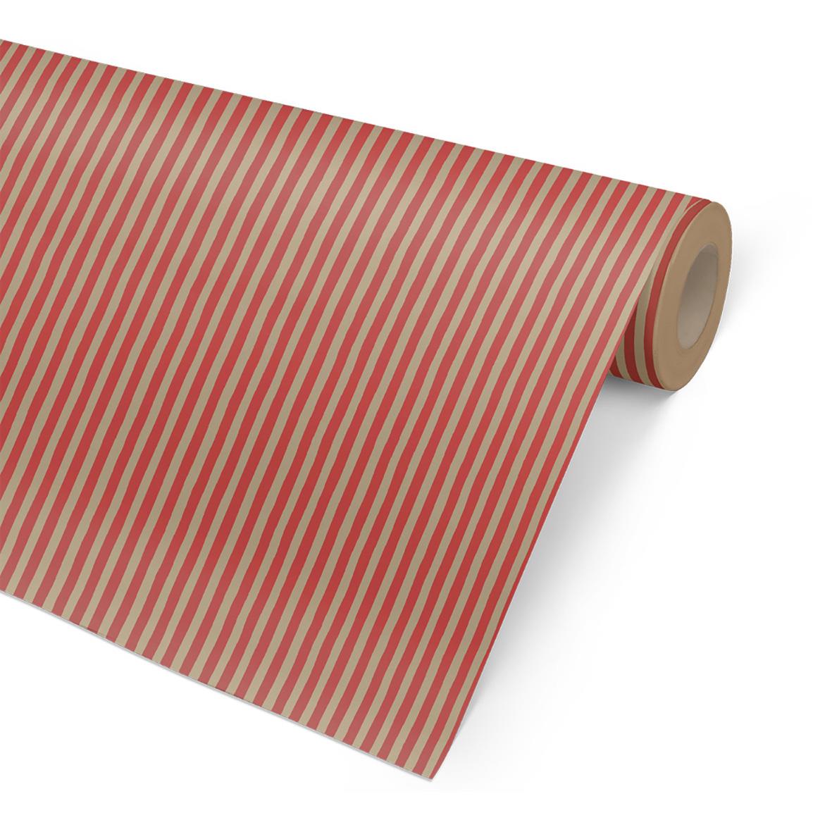 Julpapper med flytande ränder i rött och guld, 57cm x 154m