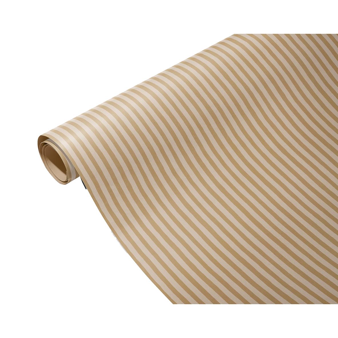 Presentpapper Floating strip Kraft 70cm x 10 meter med beige och bruna diagonala ränder