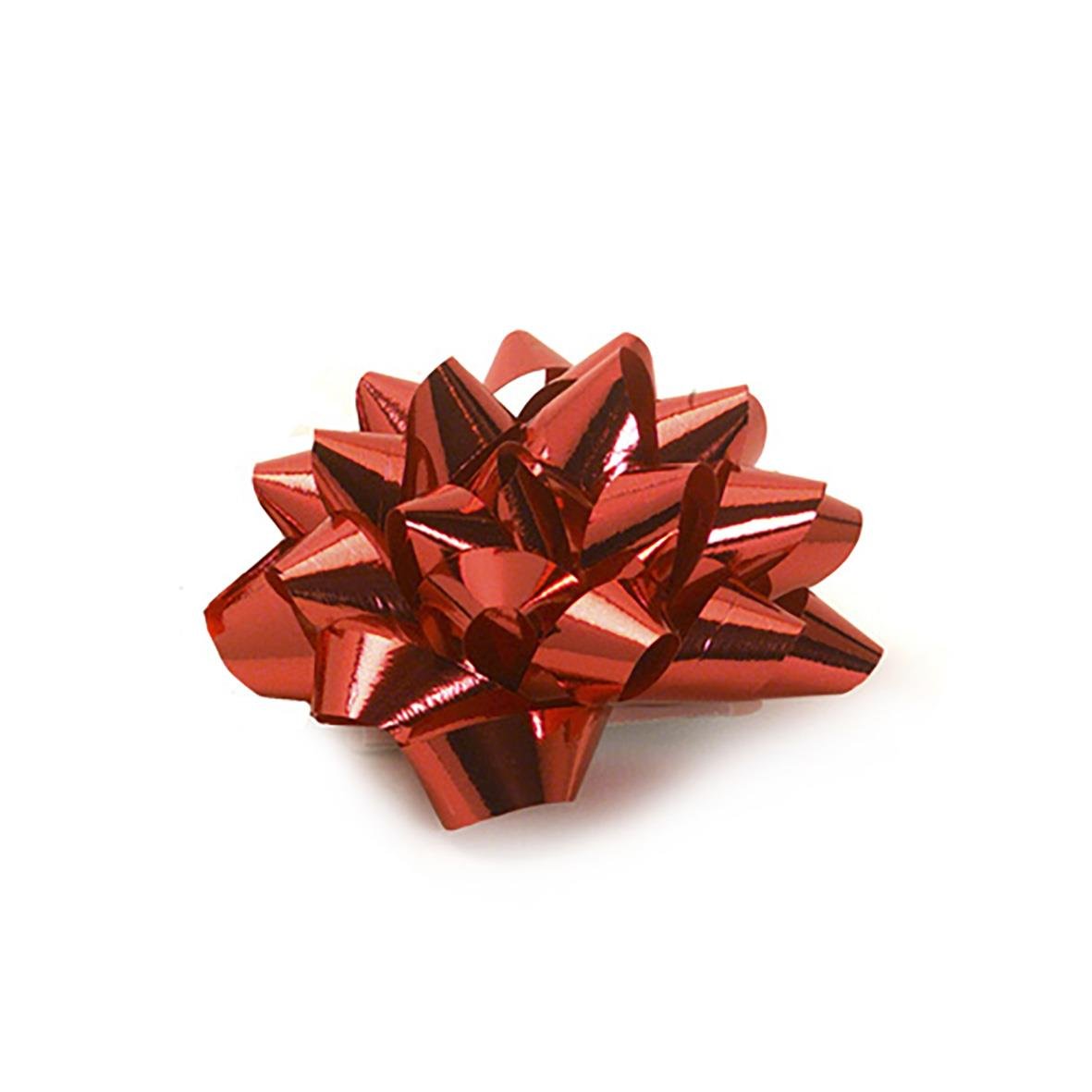 Röd presentinslagning med glänsande rosett