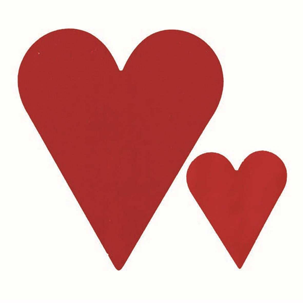 Två röda hjärtan små etiketter 20x23mm