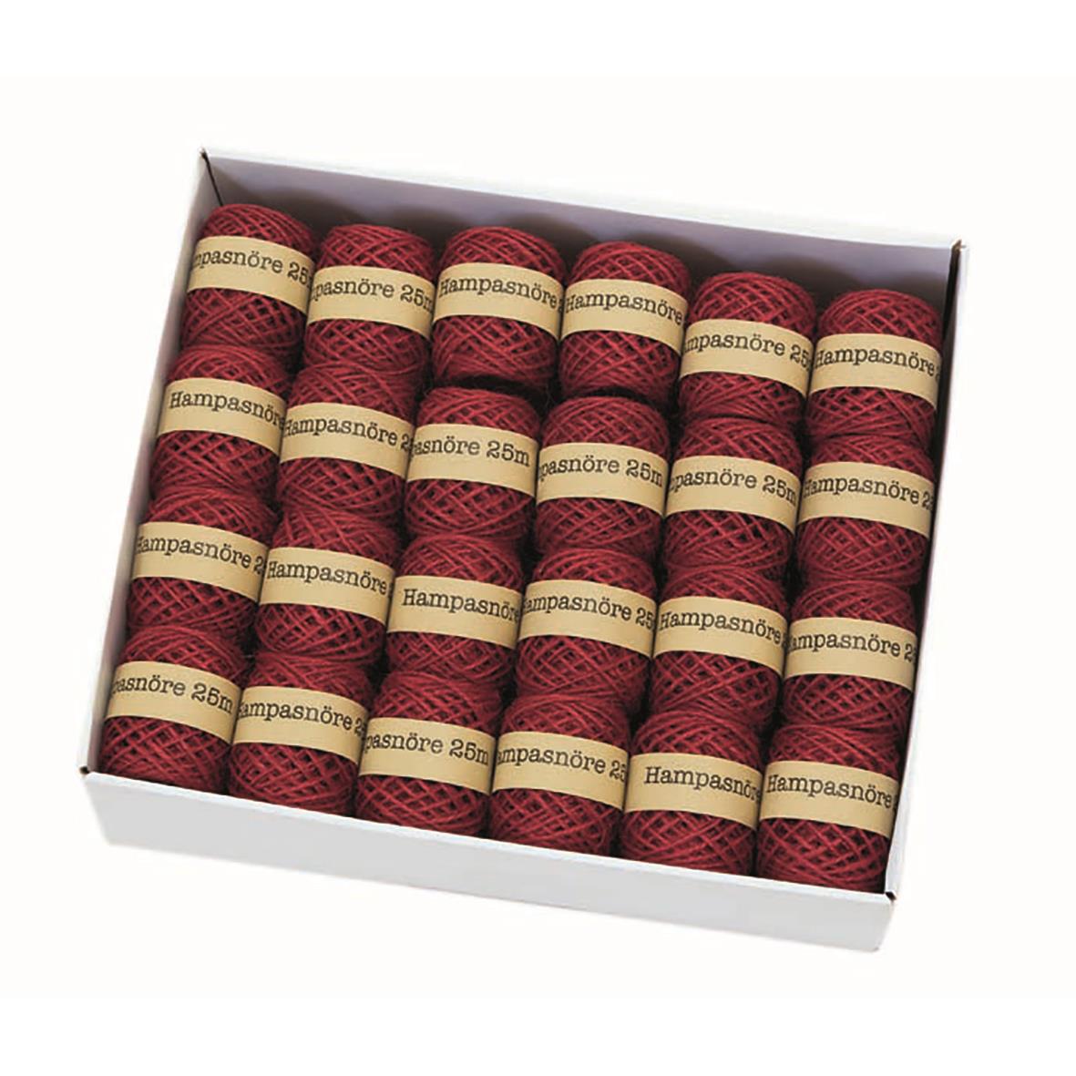 Röd presentband Hampa Röd 25m i vit box