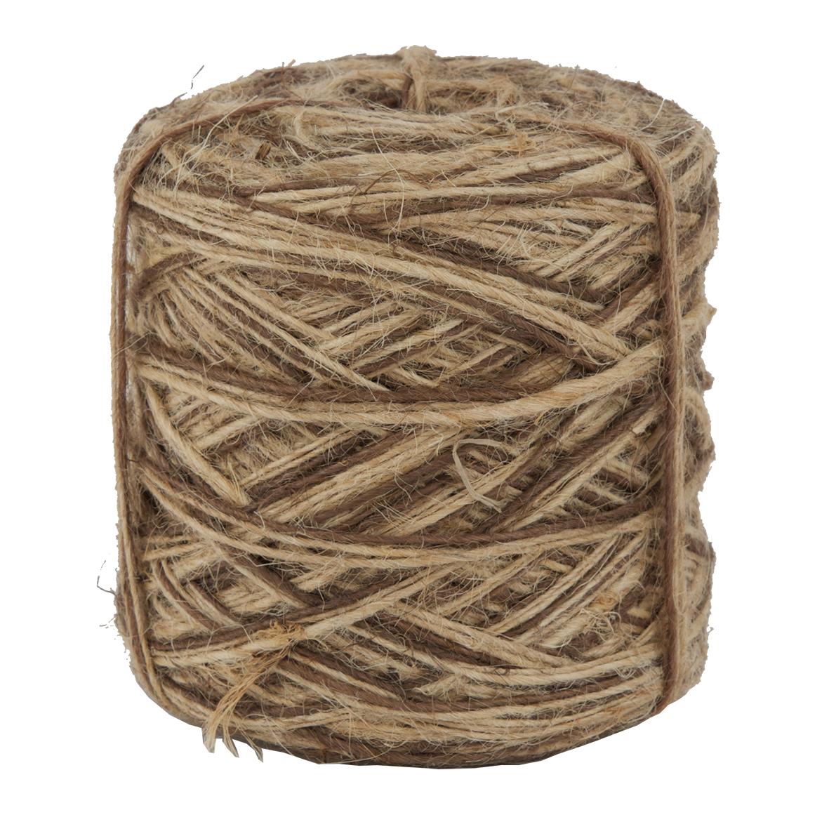 Bunt jutesnöre i naturfärgad brun färg, 166 meter långt, för presentinslagning och hantverk