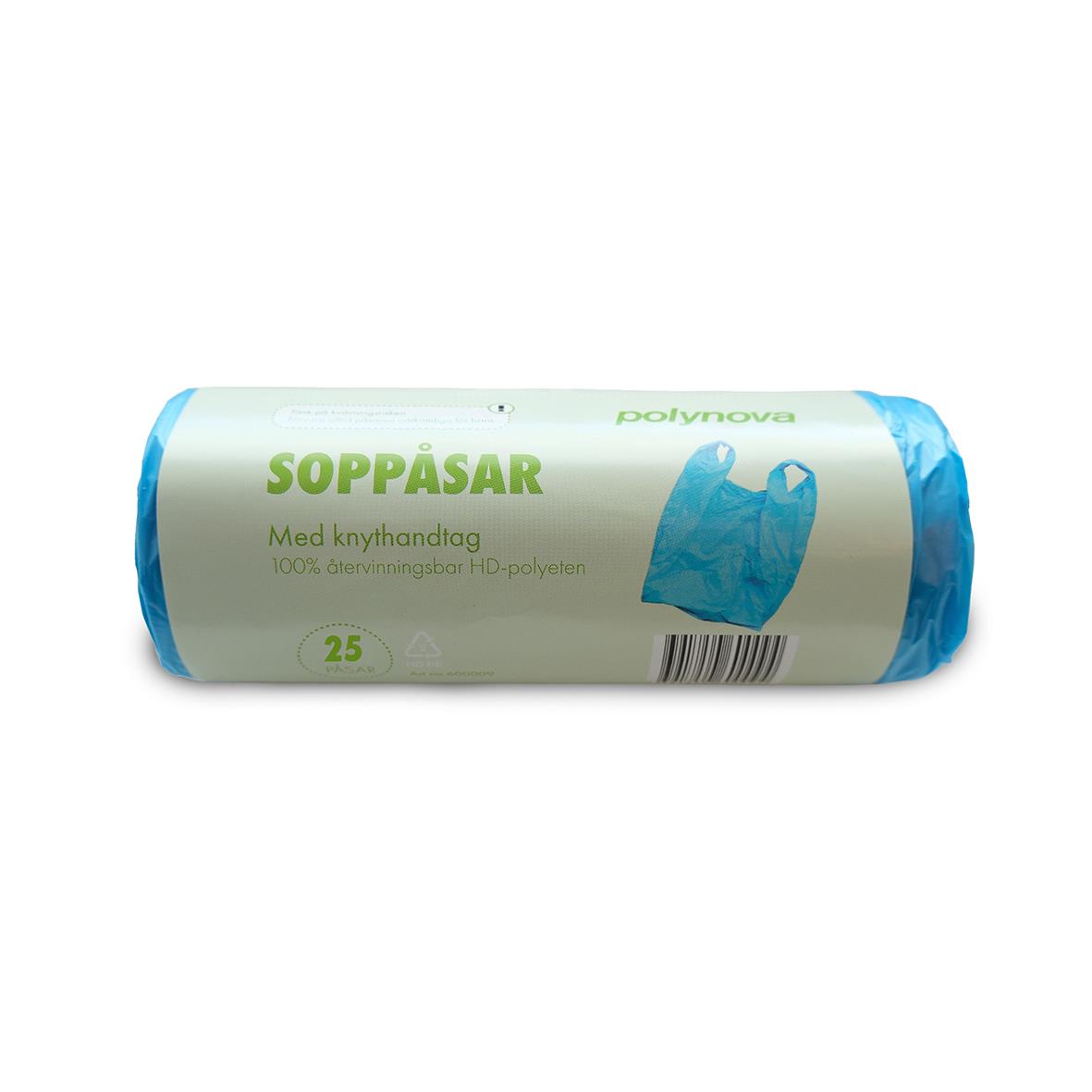Blå soppåsar i knytmodell, 30L, 12-pack, 480x590mm