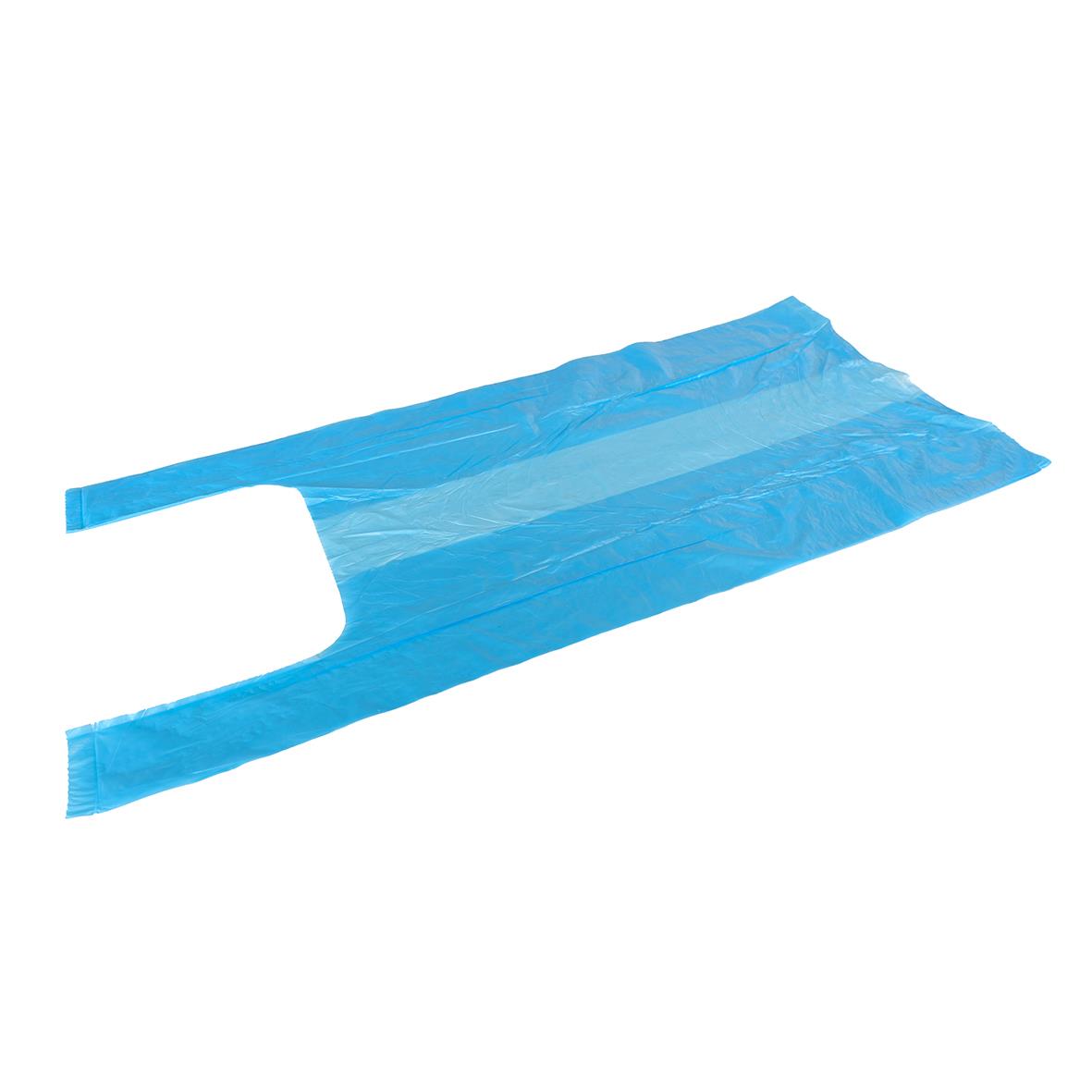 Blå plastpåse eller säck med öppning och handtag
