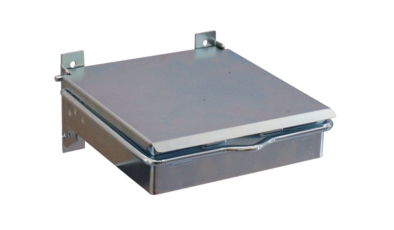 Sanitetspåshållare med lock i metall för hygieniskt förvaring