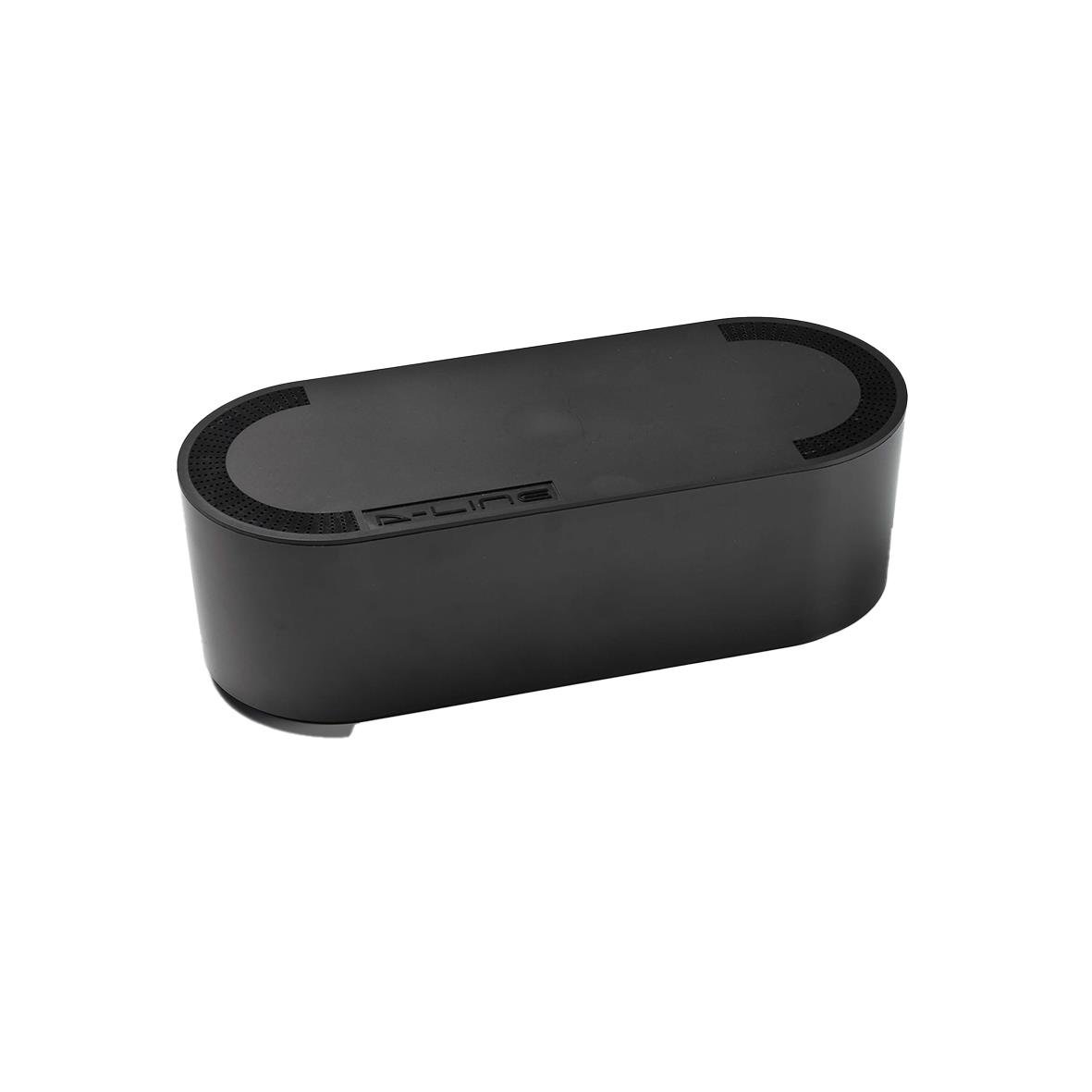 Stor svart kabelbox D-LINE med oval form och lock