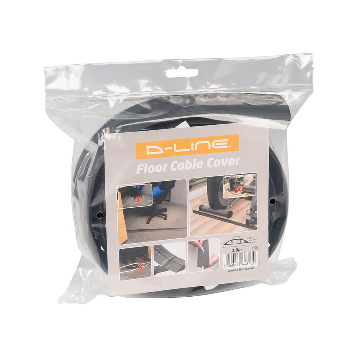 Kabelkanal D-LINE Golv PVC Svart 1,8m i plastpåse