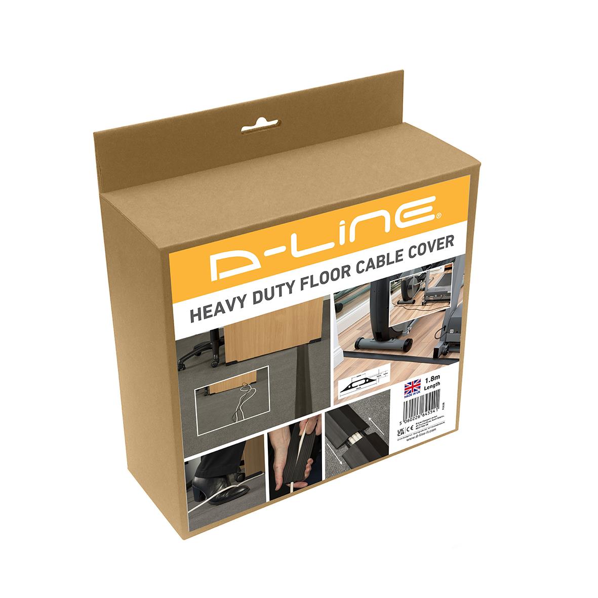 Kabelkanal D-LINE Golv PVC Pro Svart 1,8m i förpackning