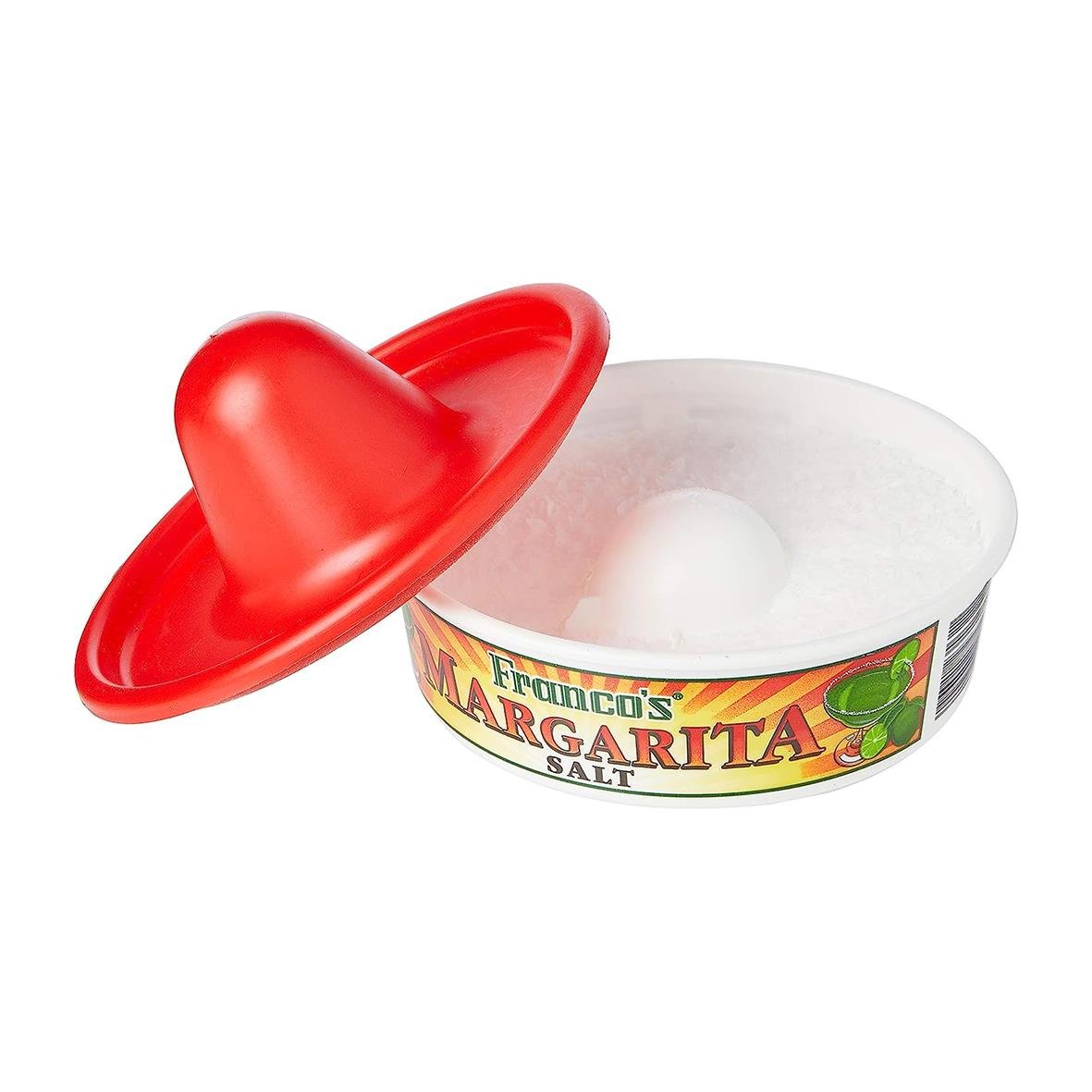 Margaritasalt i burk med röd plastlock